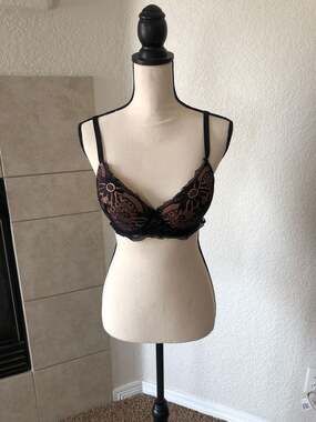 Inner Sense Black Floral Lace Underwire Bra 34C